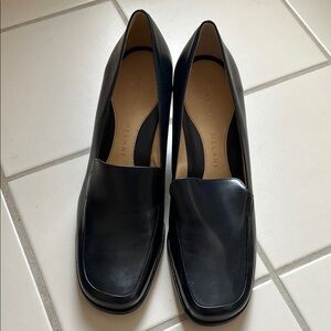 Antonio Melani Black Leather Loafers Flats